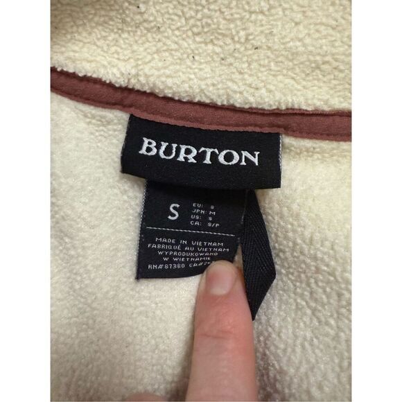 Burton Women’s Full Zip Fleece Jacket Cream Rust Trim Small - Picture 8 of 8
